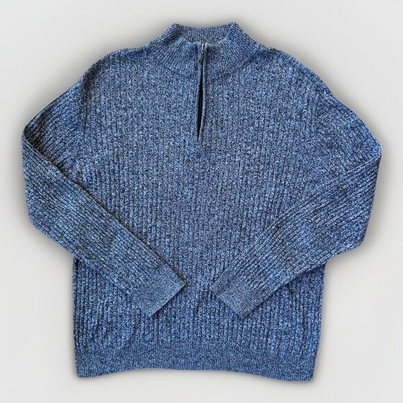 Fairlane Cashmere/Cotton Quarter Zip Pullover Sweater Men's Size Medium Grey - Picture 1 of 8